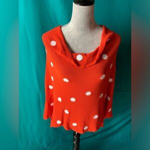 Minnie Rose, WOMENS’ ONE SIZE SHAWL, FLAMINGO WITH WHITE PATTERNS, EUC